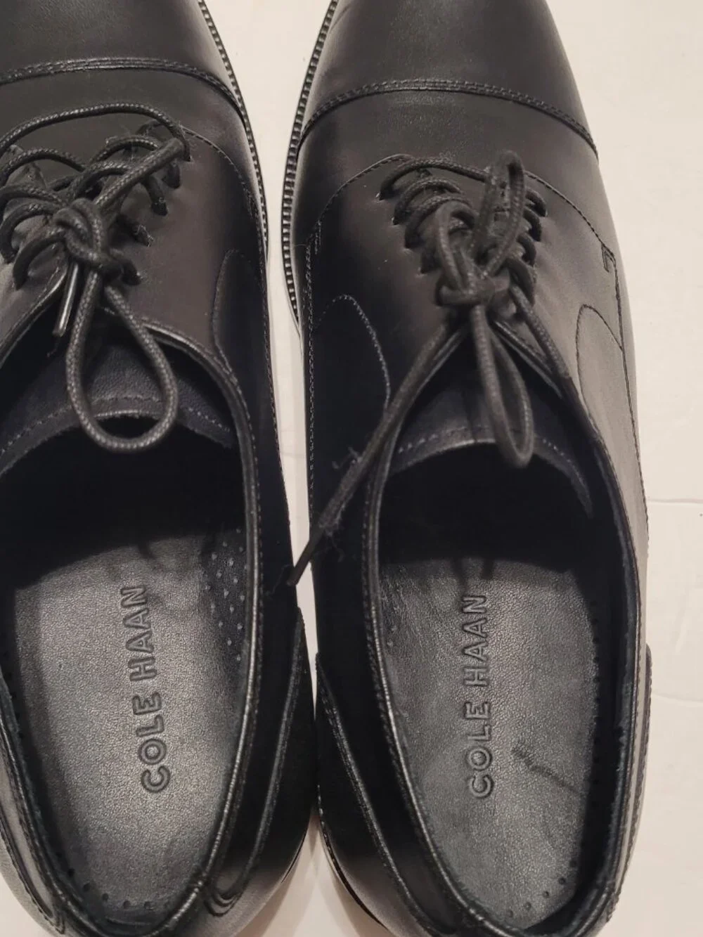 COLE HAAN Men's Dress Shoes Black Leather Lace Up Cap Toe Oxfords Size 10.5M